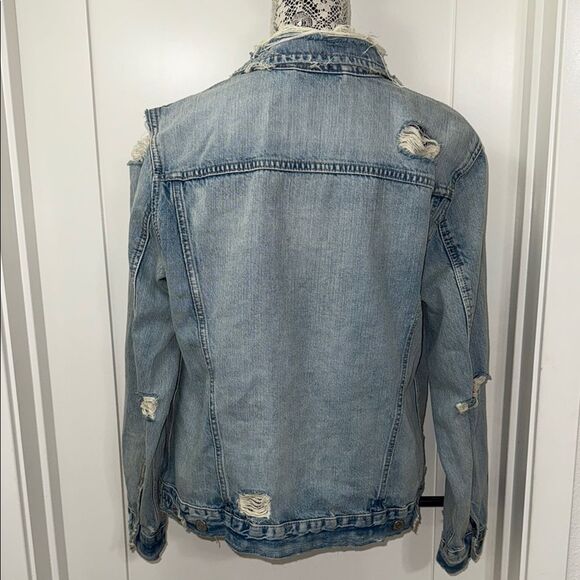 Garage Coupe Oversized Boyfriend Fit Women's Denim Jacket Distressed Size M - Picture 7 of 10